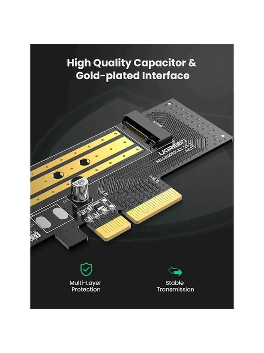Ugreen m2 ssd. Pcie m.2 expansion card. ugreen cm302 m.2 m-key + m.2 b-key - pci-e3.0x4 express card with m.2 sata 70504.