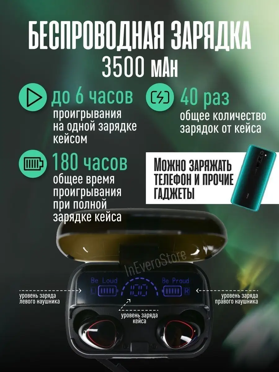 Беспроводные наушники М10 Кейс Power Bank SmartTop купить по цене 2 085 ₽ в  интернет-магазине Wildberries | 154568358