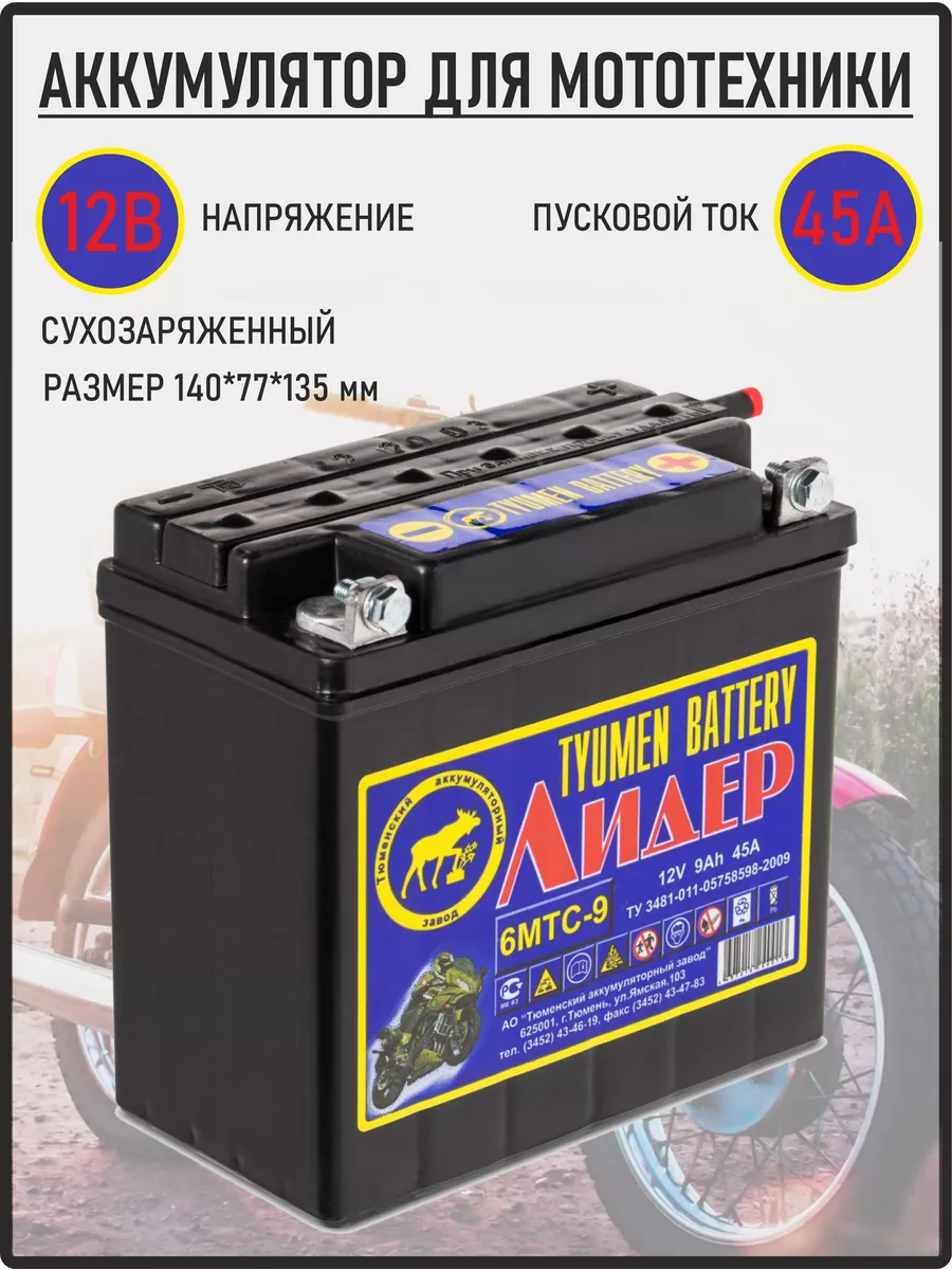 Мото аккумулятор Лидер 12В 9 АЧ плоские клеммы Tyumen battery купить по  цене 57,86 р. в интернет-магазине Wildberries в Беларуси | 155175719