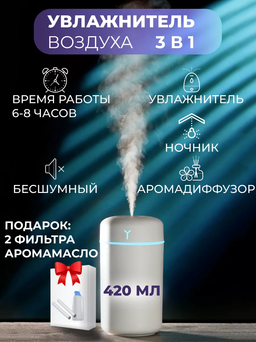 Увлажнитель воздуха для дома мини настольный с подсветкой KliHouse купить  по цене 383 ₽ в интернет-магазине Wildberries | 155380164