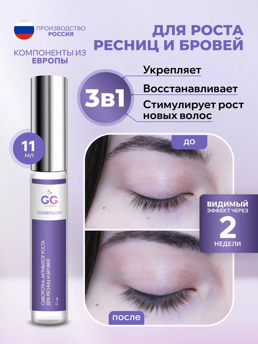 Сыворотка для роста ресниц и бровей укрепляет GlossyGlow купить по цене 526  ₽ в интернет-магазине Wildberries | 156986959