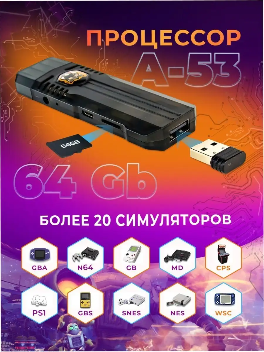 Игровая приставка 2 в 1 Game Stick Box и Android TV PlayStation купить по  цене 2 139 ₽ в интернет-магазине Wildberries | 158022837