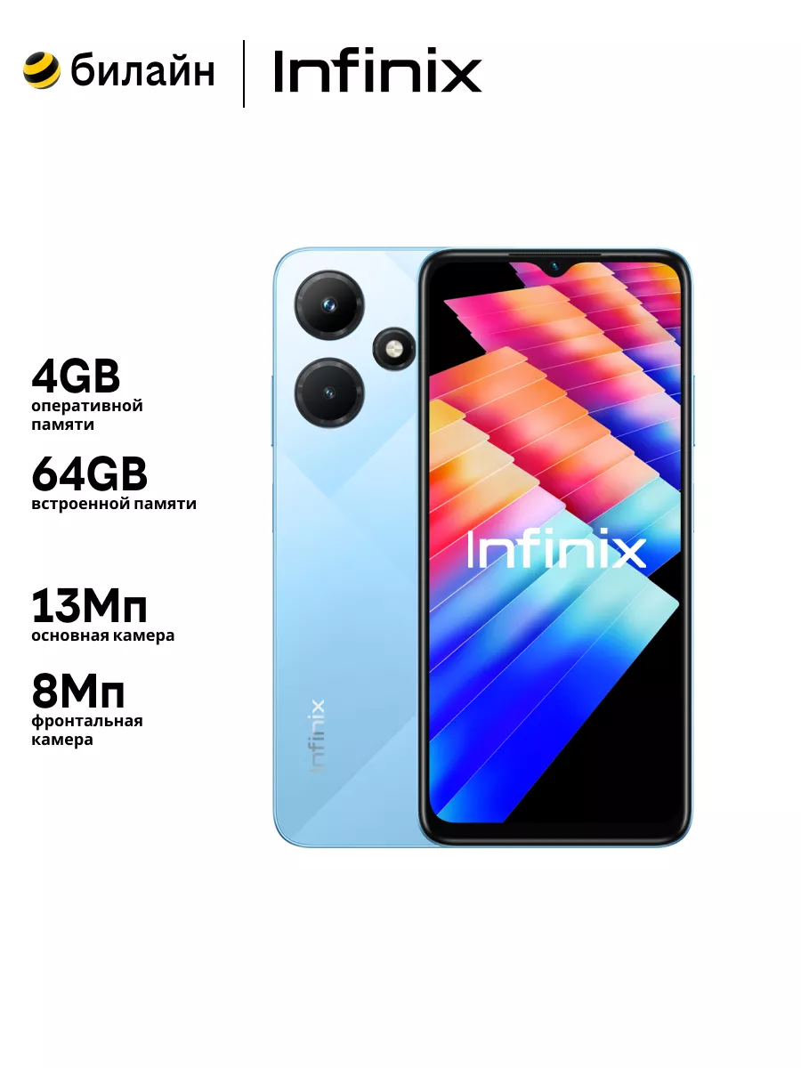 Смартфон Hot 30i 4 64GB Glacier Blue Infinix купить по цене 6 887 ₽ в  интернет-магазине Wildberries | 158528391