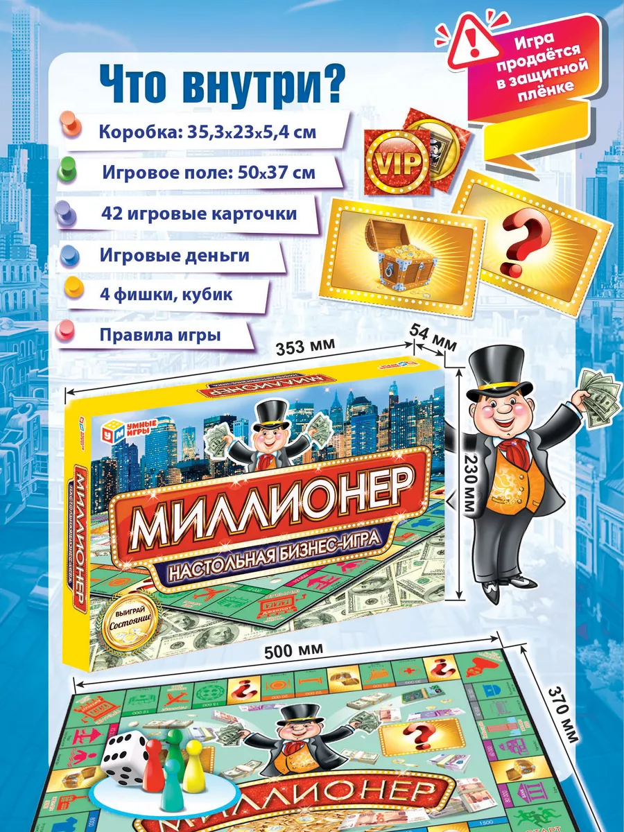 Умные игры Настольная бизнес игра Миллионер